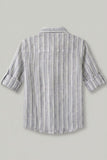Boys White & Grey Striped Full Sleeve Casual Shirt