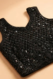 Black Sequin Embroidered Lehenga Set For Girls