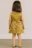 Yellow Floral Sequins Embroidered Dress For Girls