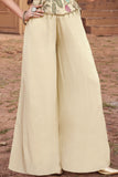 Cream Embroidered Palazzo Set For Girls