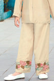 Beige Embroidered Ethnic Co-Ord Set For Girls