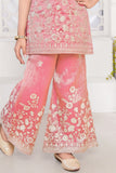 Girls Pink Floral Embroidered Kurti And Palazzo Set
