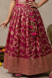 Rani Pink Embroidered Lehenga Choli with Dupatta For Girls