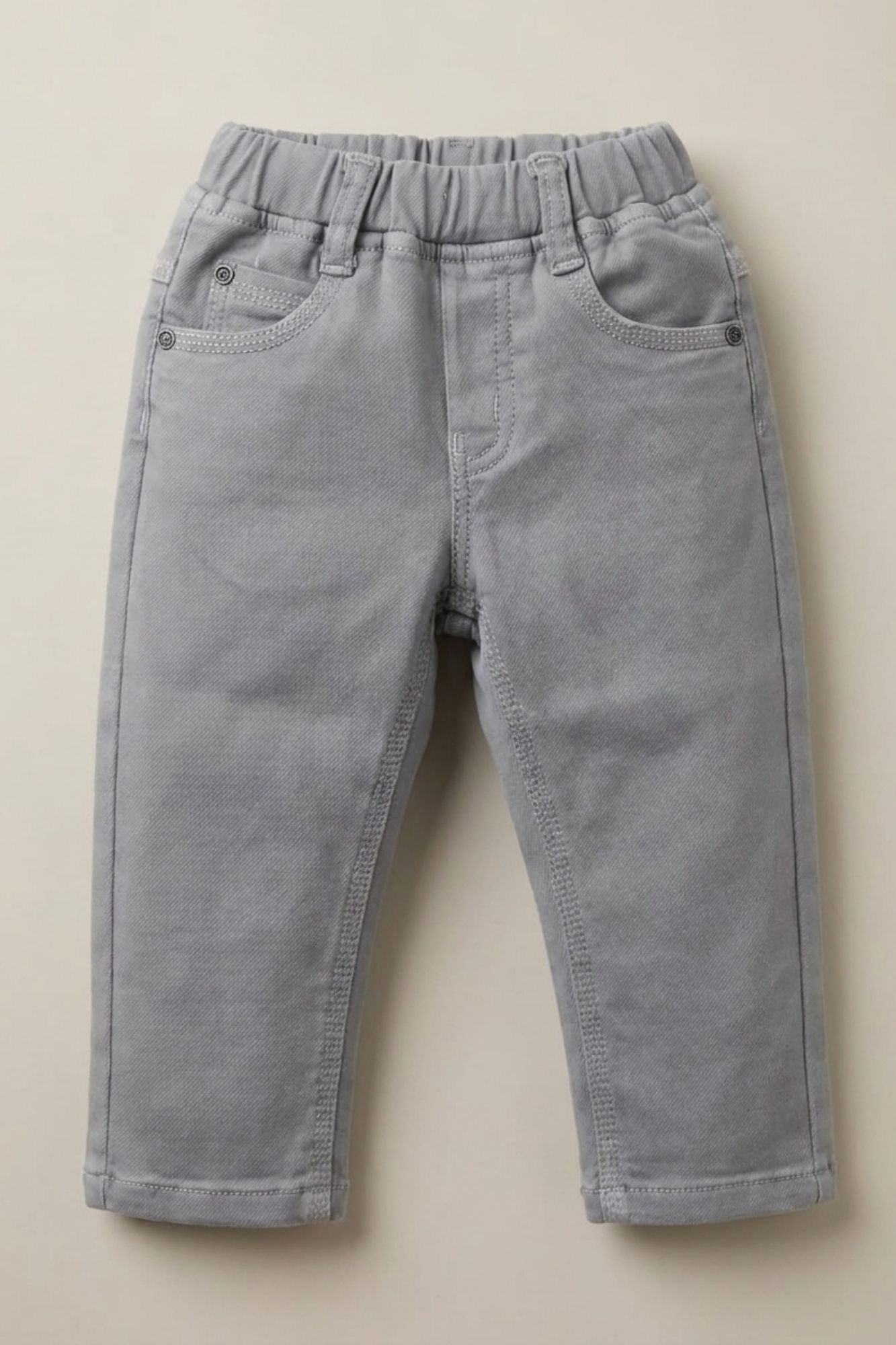 Light Grey Solid Casual Pants