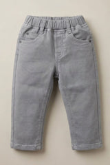 Light Grey Regular Fit Denim Pants For Boys