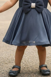 Blue Embellished Bow Charm Party Frock for Girls