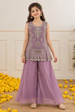 Lavender Sequin Embellished Palazzo Set with Dupatta For Girls