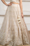 Elegant Cream Embroidered Lehenga Choli Set With Dupatta For Girls