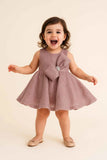Shimmer Party Dress With Statement Bow For Girls