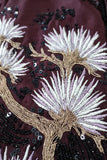 Boys Maroon Floral Embroidered And Sequin Embellished Kurta Set with Nehru Jacket