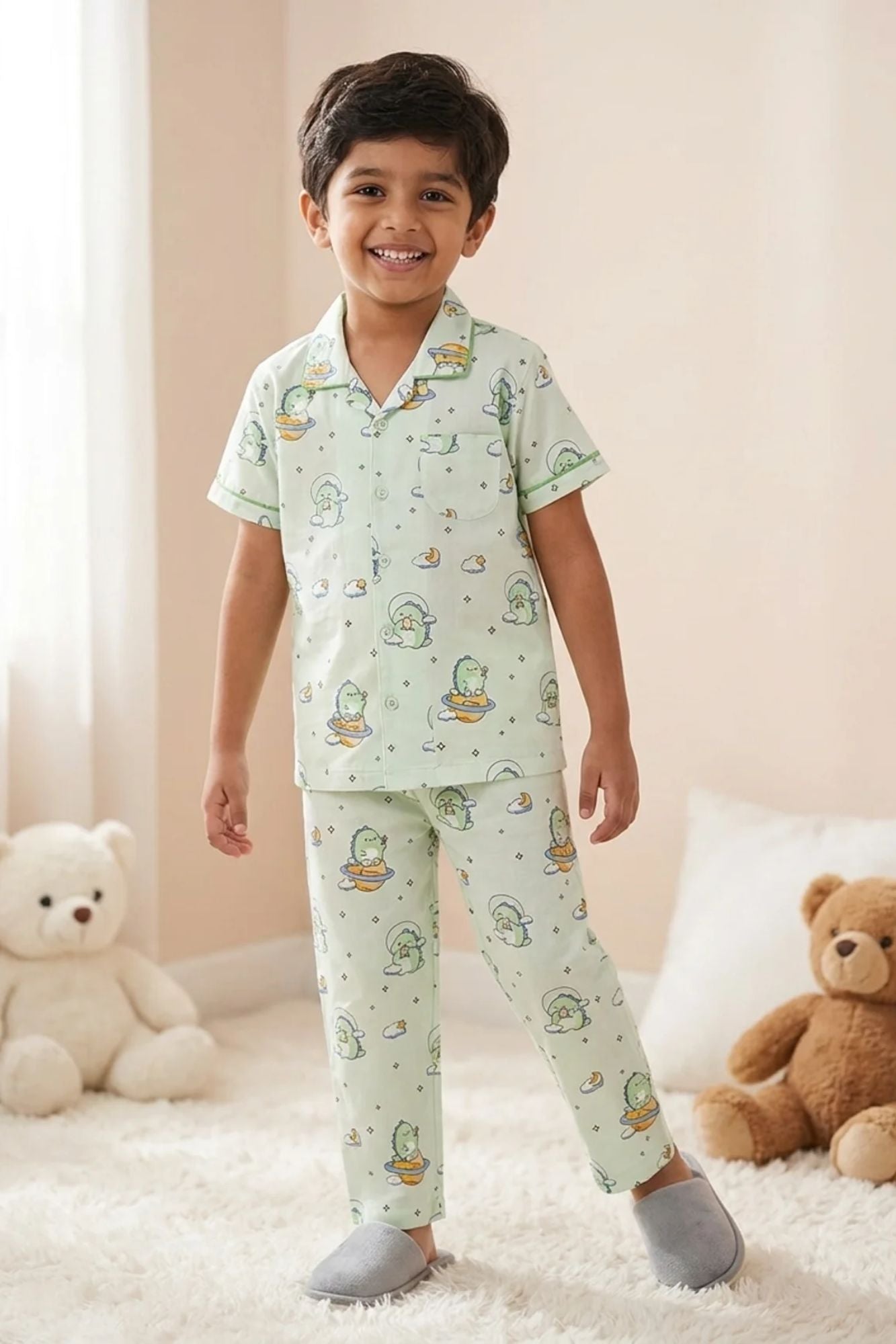 Boys Mint Green Space Print Night Suit Set