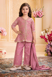 Mauve Delicate Floral Vine Embroidered Palazzo Set with Dupatta