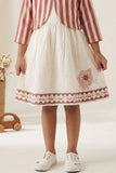 Casual Cream Dress & Dusty Pink Striped Jacket for Girls
