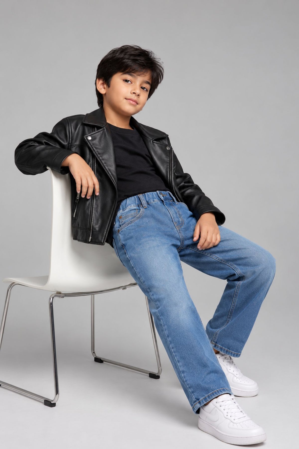 Blue Stone Washed  Regular Fit Denim Jeans For Boys