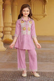 Soft Pink Embroidered Co-ord Set For Girls