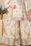 Cream Embroidered Palazzo Set for Girls