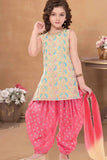 Multicolor Embroidered Patiala Set With Embroidered Kurti And Dupatta For Girls