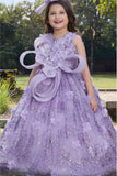Luxe Purple Sequins Work And Floral Embellished Party Wear Gown For Girls