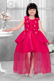 Rani Pink Floral Embellished Party Wear Tailback Frock For Girls