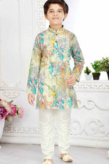 Multicolor Floral Printed Kurta Set For Boys