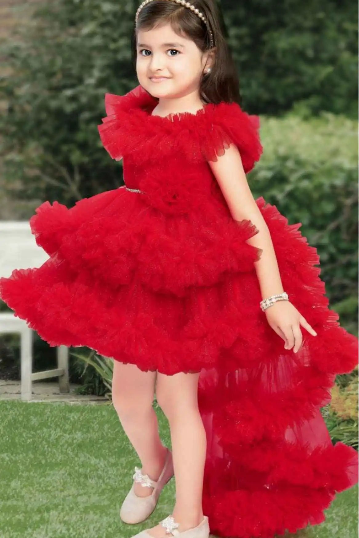 Radiant Red Tailback Frock for Kids: Playful Elegance in Every Twirl