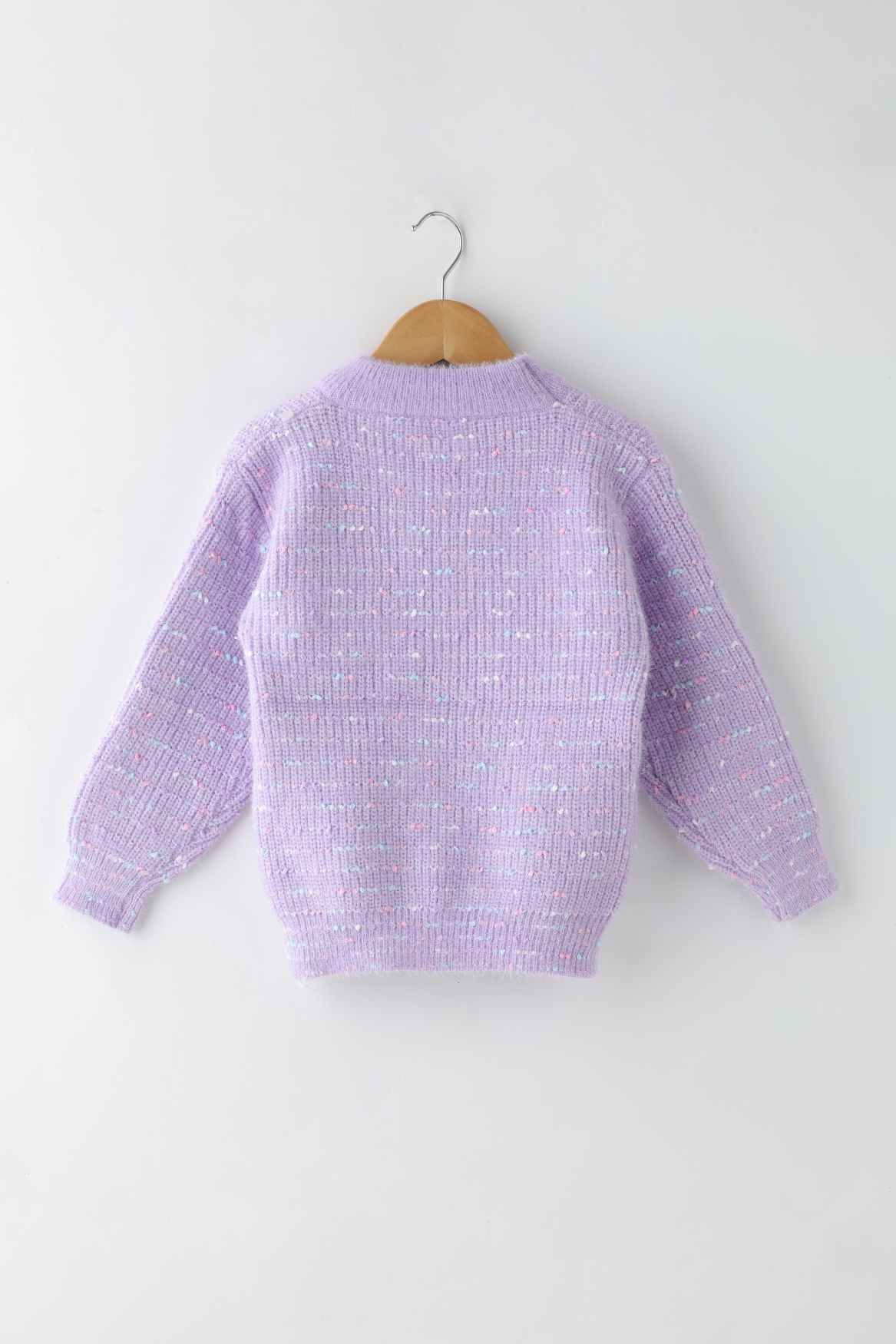 Purple Pullover With Heart Embroidery For Girls