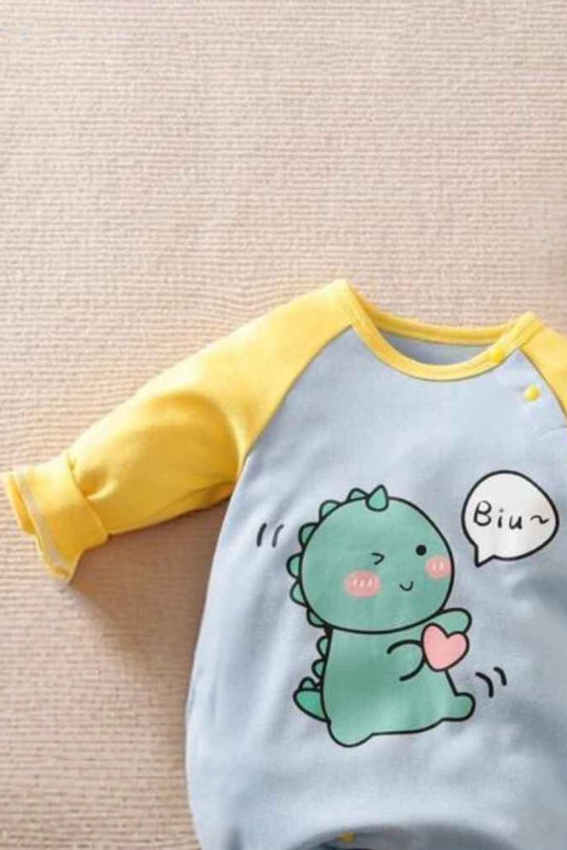 Yellow And Blue Rompers With Full Sleeves - Lagorii Kids