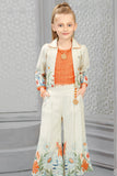 Sunshine Blossom Ivory & Orange Floral Set For Girls