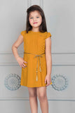 Mustard Casual Frock With Puff Sleeves For Girls - Lagorii Kids