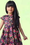 Stylish Purple Floral Printed Frock For Girls - Lagorii Kids