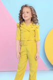 Trendy Mustard Monochrome Co ord set with Double Breasted Top For Girls - Lagorii Kids
