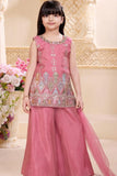 Rose Pink Embroidered Palazzo Set for Girls