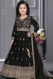 Designer Black Gown With Embroidery Work For Girls - Lagorii Kids