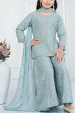 Aqua Blue Embroidered Palazzo Set for Girls