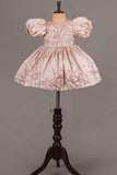 Fawn Frock With Sequin And Embroidered For Girls