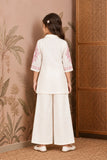 Girls Cream With  Pink Embroidered  Printed Kurta Palazzo Set Set For Girls