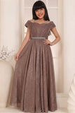 Fawn Shimmer Off-Shoulder Party Gown for Girls