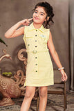 Stylish Yellow Dungaree With Waist Belt For Girls - Lagorii Kids
