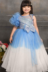 Shimmer Blue Double Shaded Party Wear Gown For Girls - Lagorii Kids