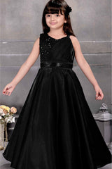 Black Sequins And Stone Work Party Wear Gown For Girls