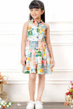 Stylish Multicolor Printed Casual Dress For Girls
