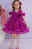 Radiant Ruffle Magenta Party Wear Frock For Girls