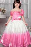 Designer Pink Bow Embellished With Stone Waist Band For Girls