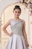 Lavender Sequin Embellished Gown For Girls