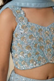 Sky Blue Sequin Embroidered Lehenga Choli with Dupatta