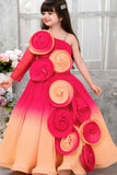 Pink And Peach Embellished Party Wear Gown For Girls