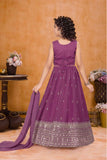 Dark Magenta Sequins Work And Zari Embroidered Lehenga Choli For Girls