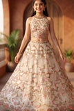 Luxury Cream Sequin Embroidered Lehenga Choli with Floral Motifs For Girls