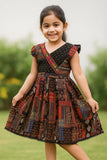Casual Black Kalamkari-Inspired Fit And Flare Dress