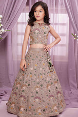 Onion Pink Lehenga Choli With Sequin And Embroidered For Girls